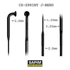 SPOKE, SAPIM, CX SPRINT, 2.0/(1.2x2.5)/2.0, BLACK