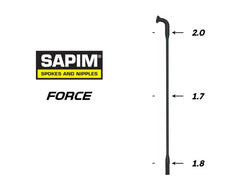 SPOKE, SAPIM, FORCE, 2.0/1.7/1.8, BLACK