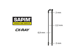 SPOKE, SAPIM, CX RAY, 2.0/(0.9x2.2)/2.0, BLACK