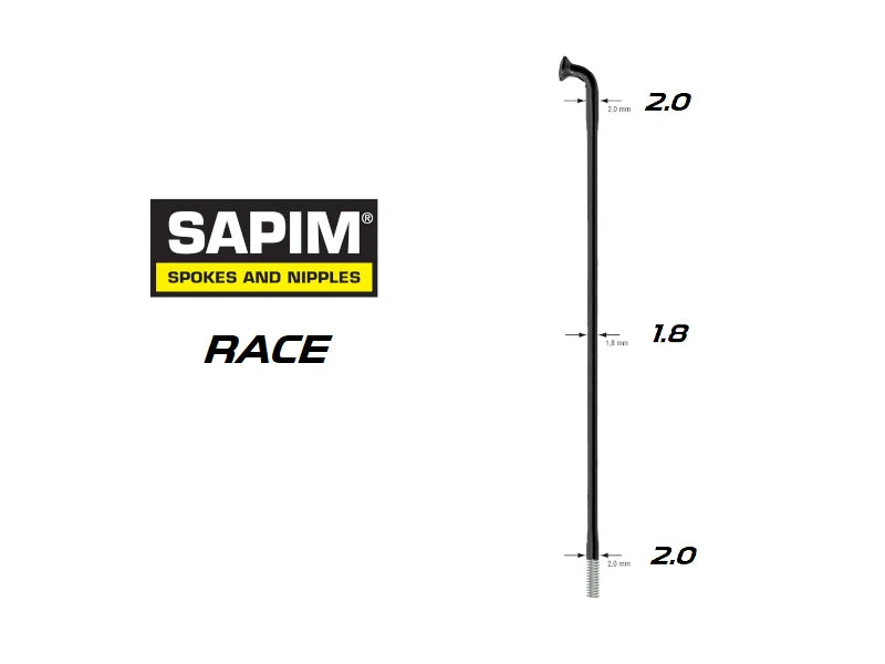 SPOKE, SAPIM, RACE J-BEND, 2.0/1.8/2.0 BLACK